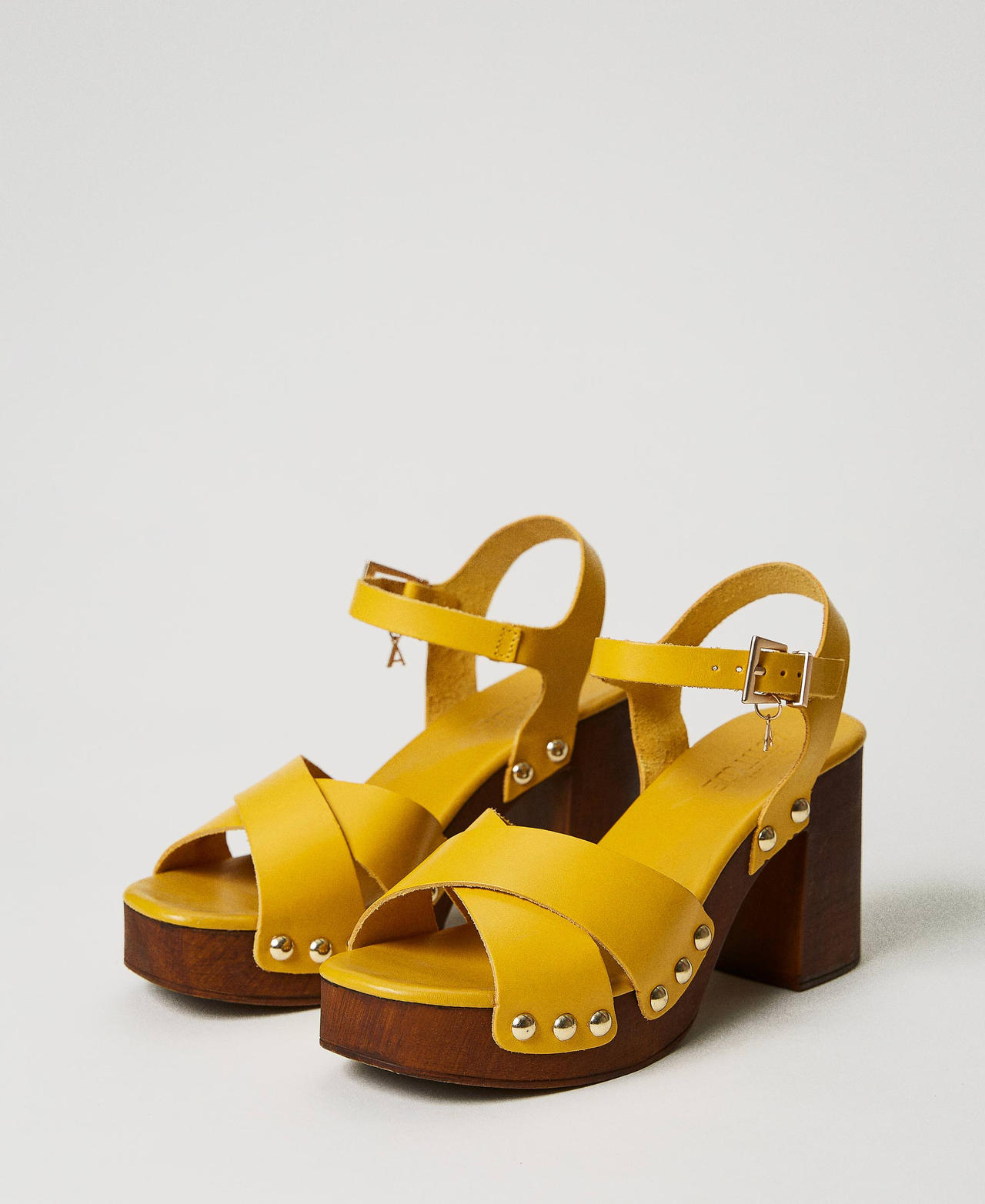Leather clog sandals Woman Yellow TWINSET Milano