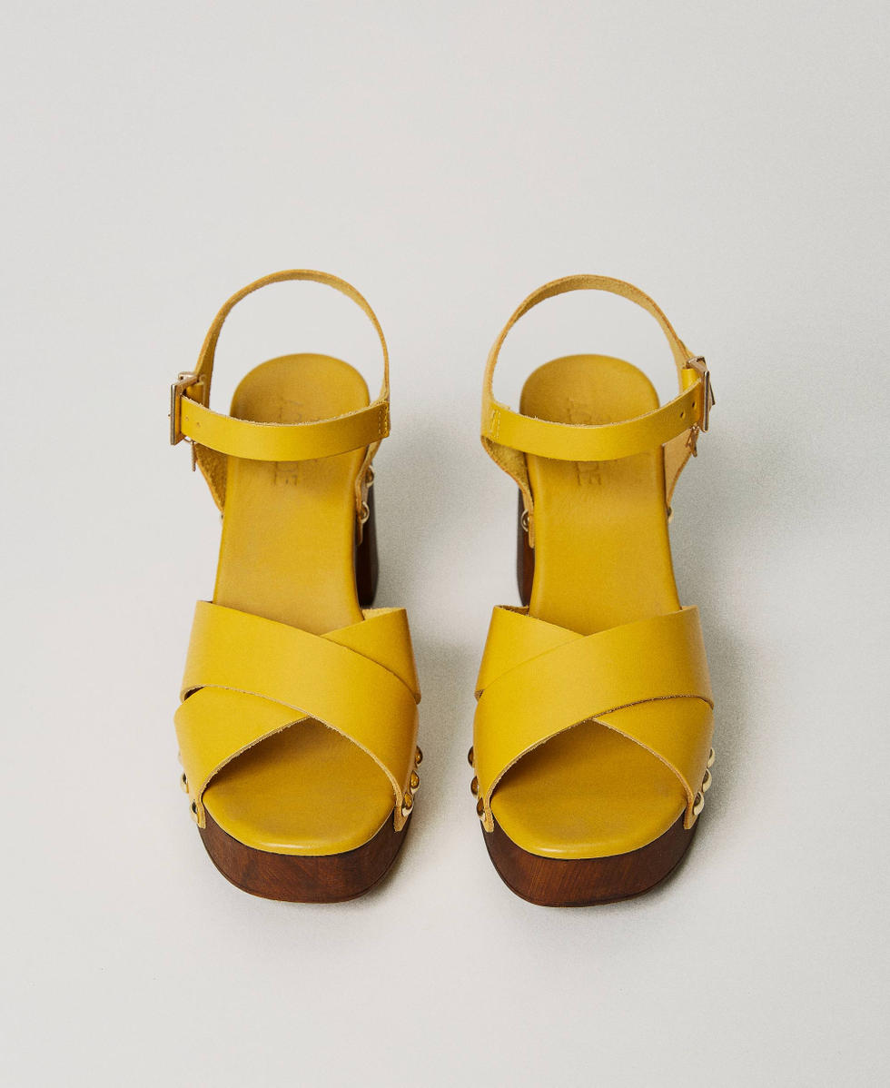 Sandali clog in pelle Donna Giallo TWINSET Milano