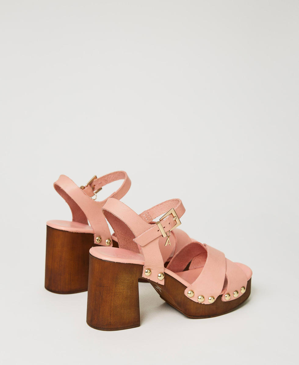 Leather clog sandals Woman, Yellow | TWINSET Milano