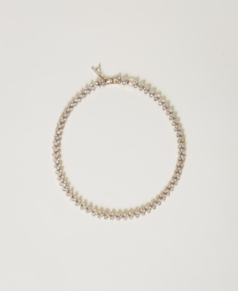 Rhinestone and logo necklace Crystal Woman 231AO5051-01