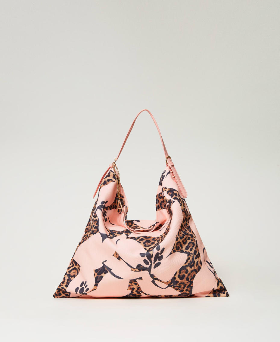 Printed canvas hobo bag Woman, Patterned TWINSET Milano
