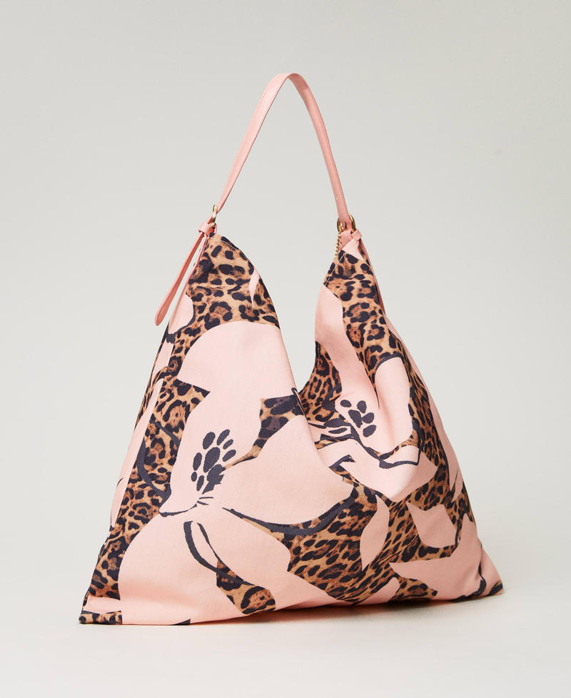Printed canvas hobo bag Woman, Patterned TWINSET Milano