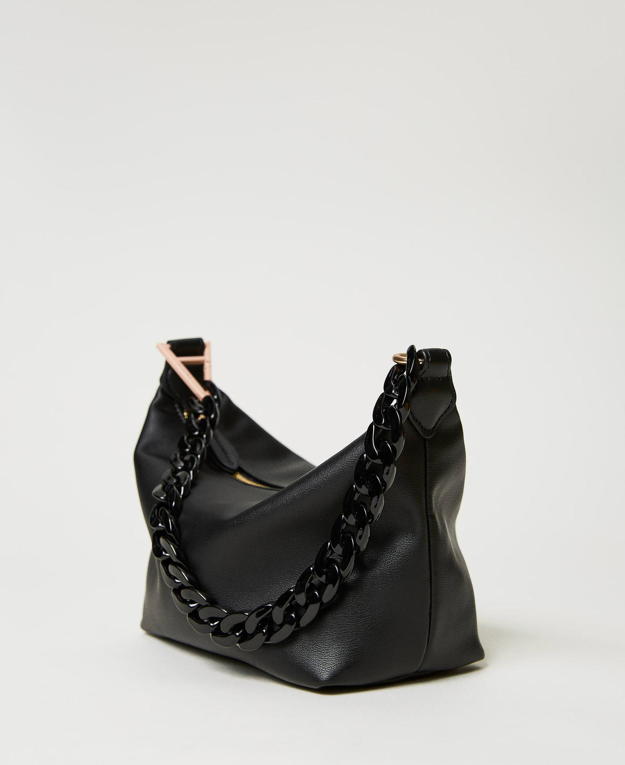Hobo bag with chain and logo Black Woman 231AO8040-02