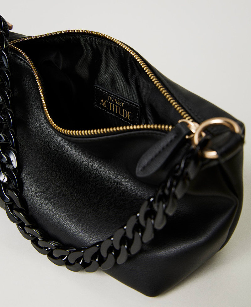 Hobo bag with chain and logo Black Woman 231AO8040-04