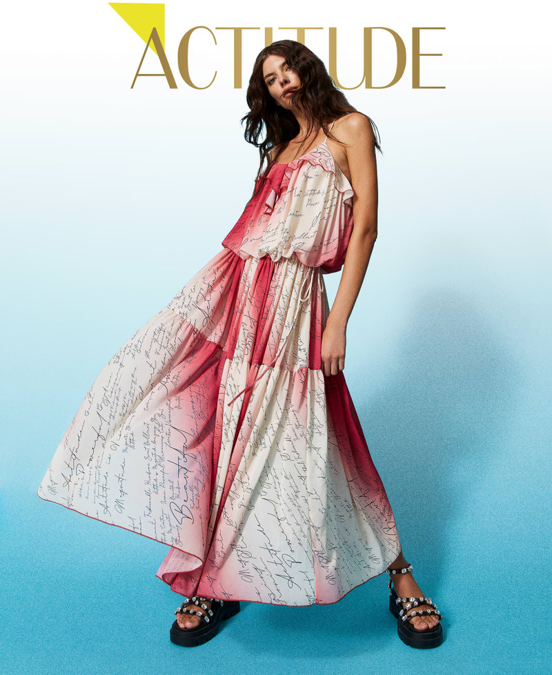 Robe longue en mousseline imprimée