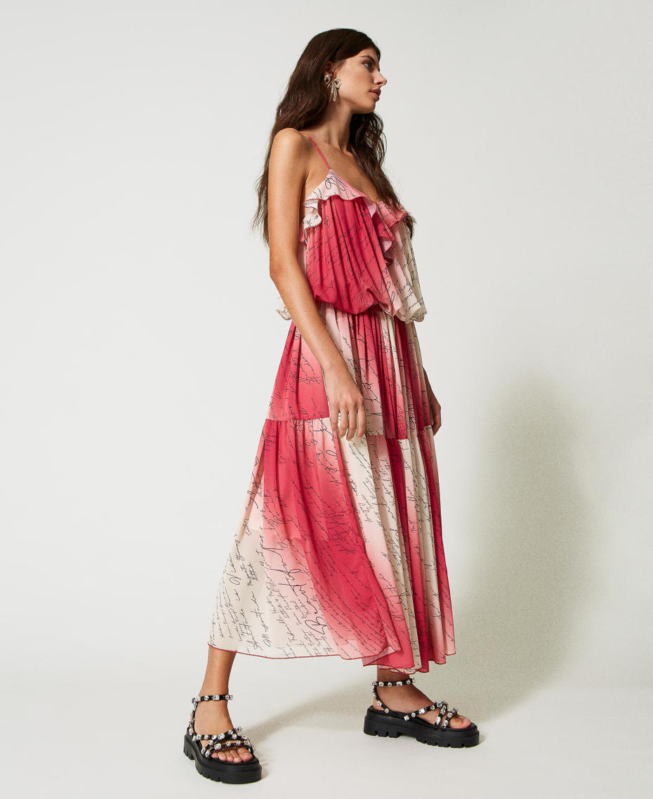 Robe longue en mousseline imprimée