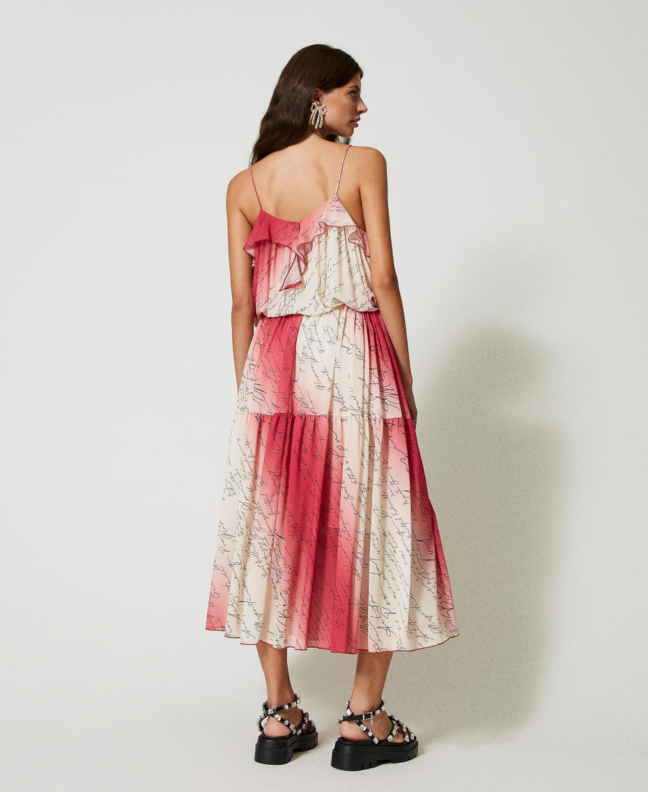 Printed chiffon long dress Poem Print Woman 231AP2013-05