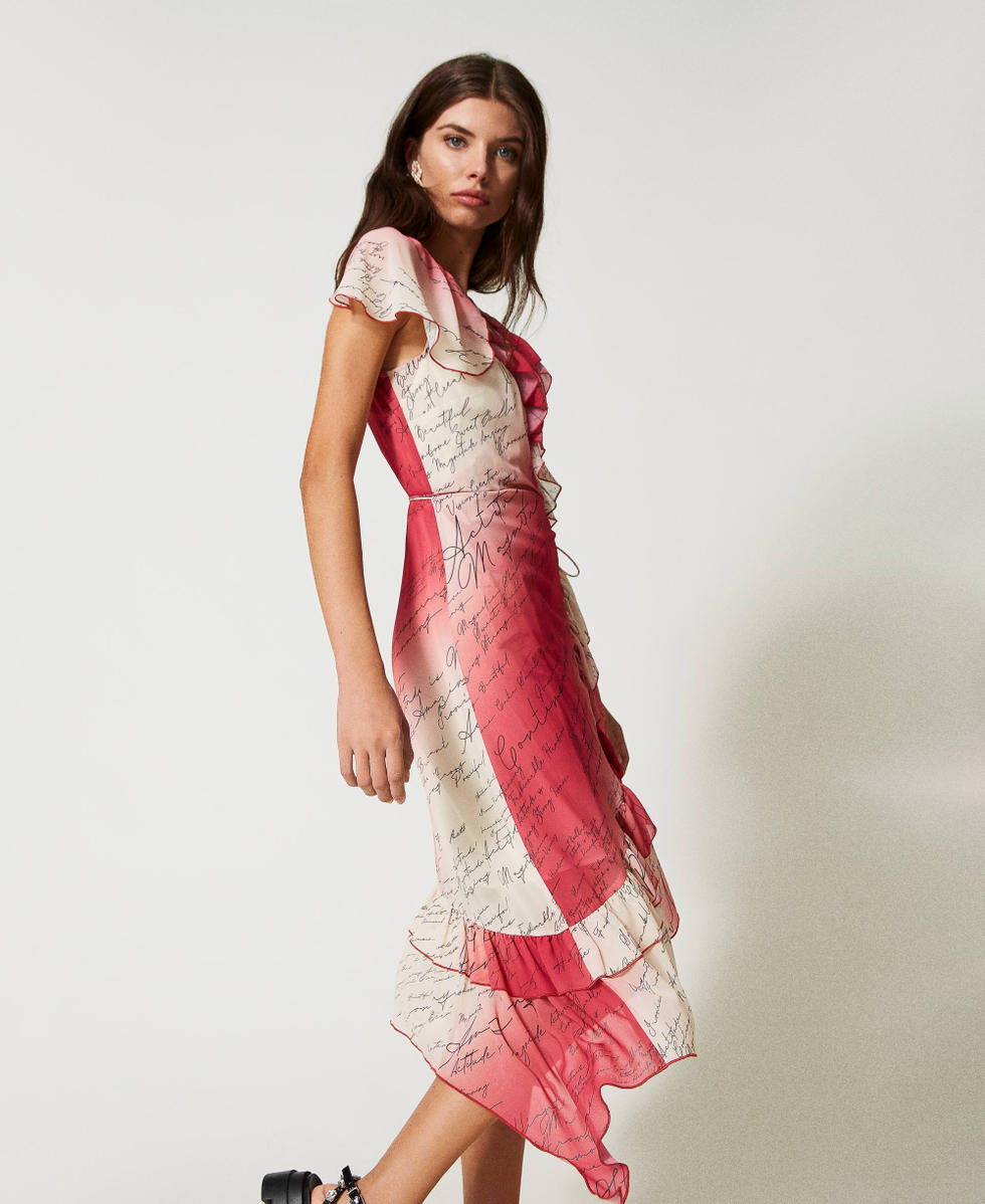 Printed chiffon wrap-around dress