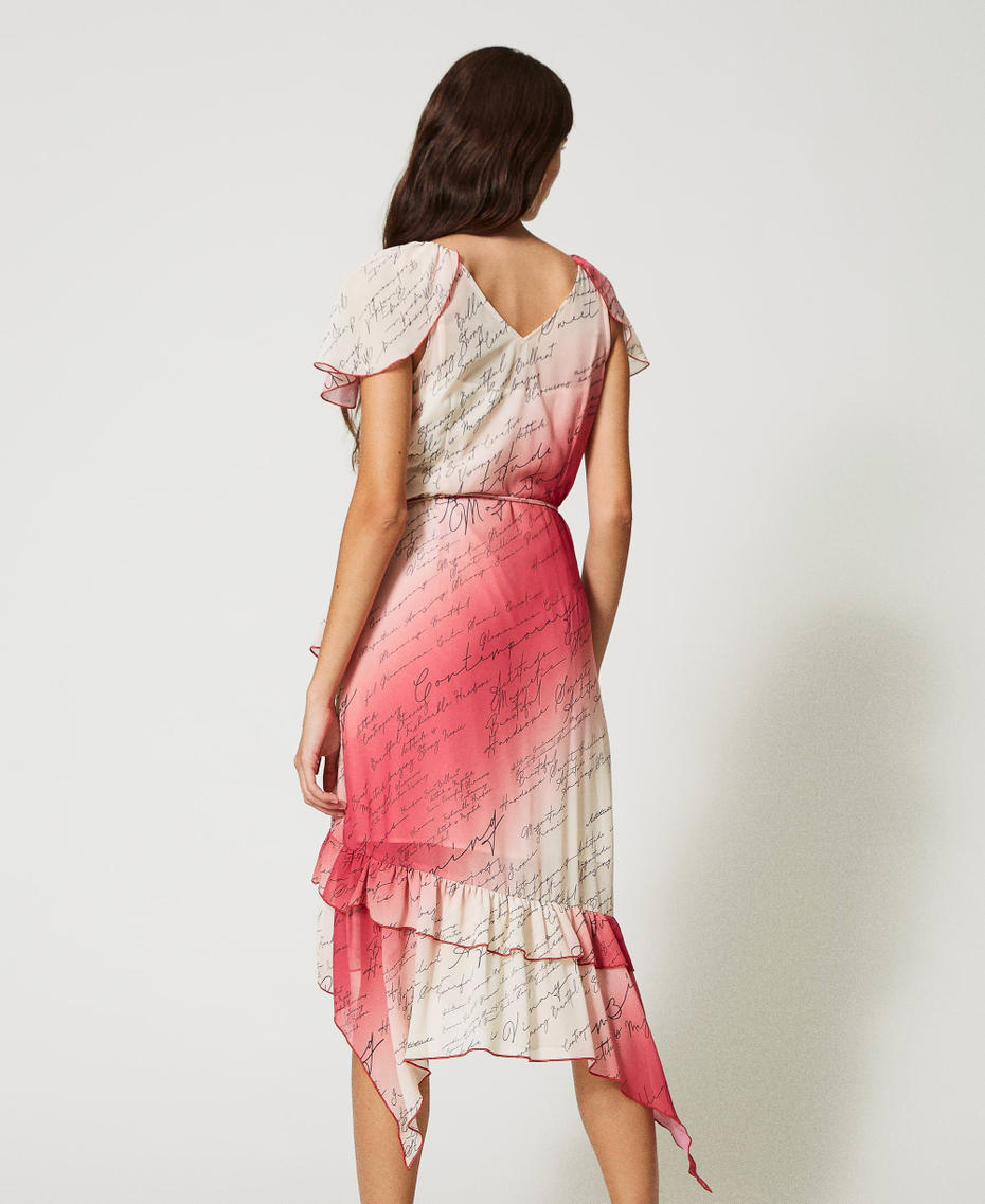 Printed chiffon wrap-around dress Poem Print Woman 231AP2014-04