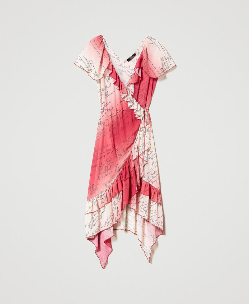 Printed chiffon wrap-around dress Poem Print Woman 231AP2014-0S