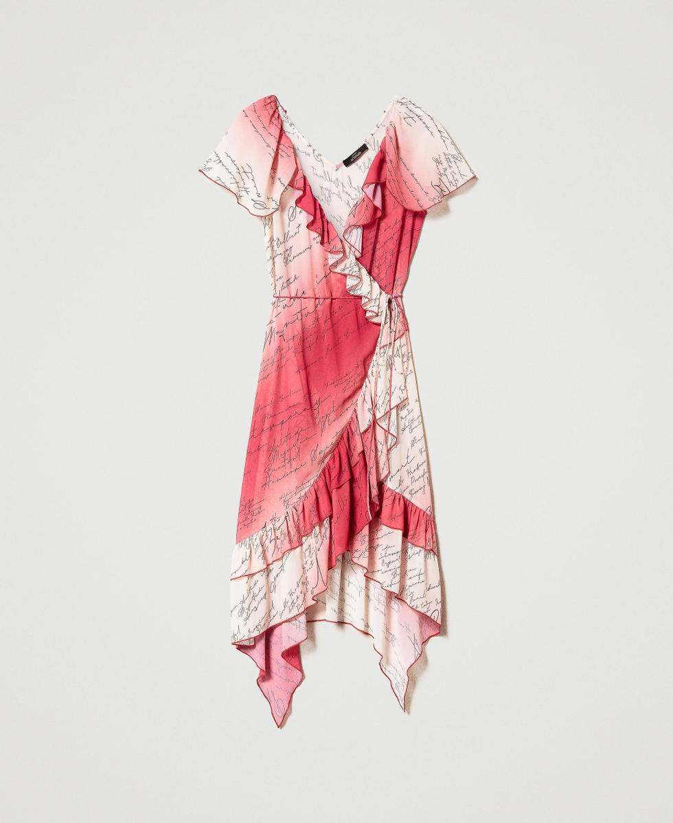 Printed chiffon wrap-around dress