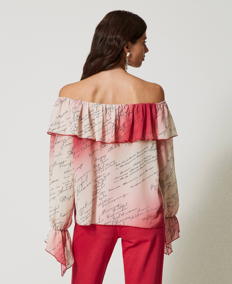 Printed chiffon blouse Poem Print Woman 231AP2015-04