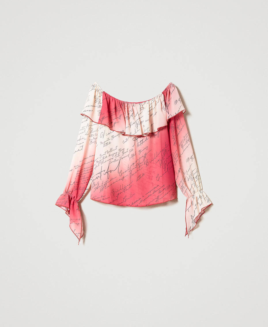 Printed chiffon blouse Poem Print Woman 231AP2015-0S