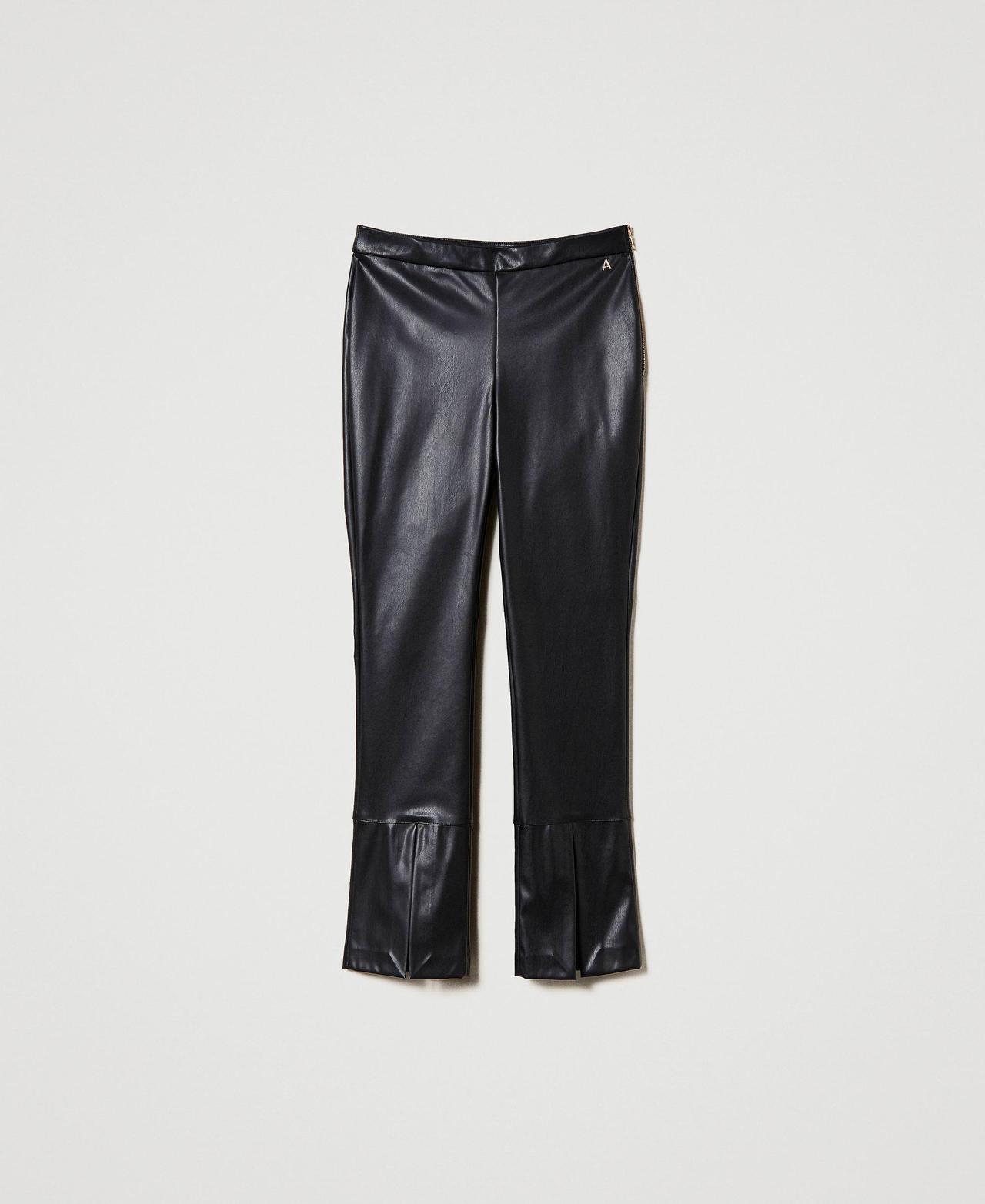 Расклешенные брюки с имитацией натуральной кожи Черный женщина 231AP2020-0S