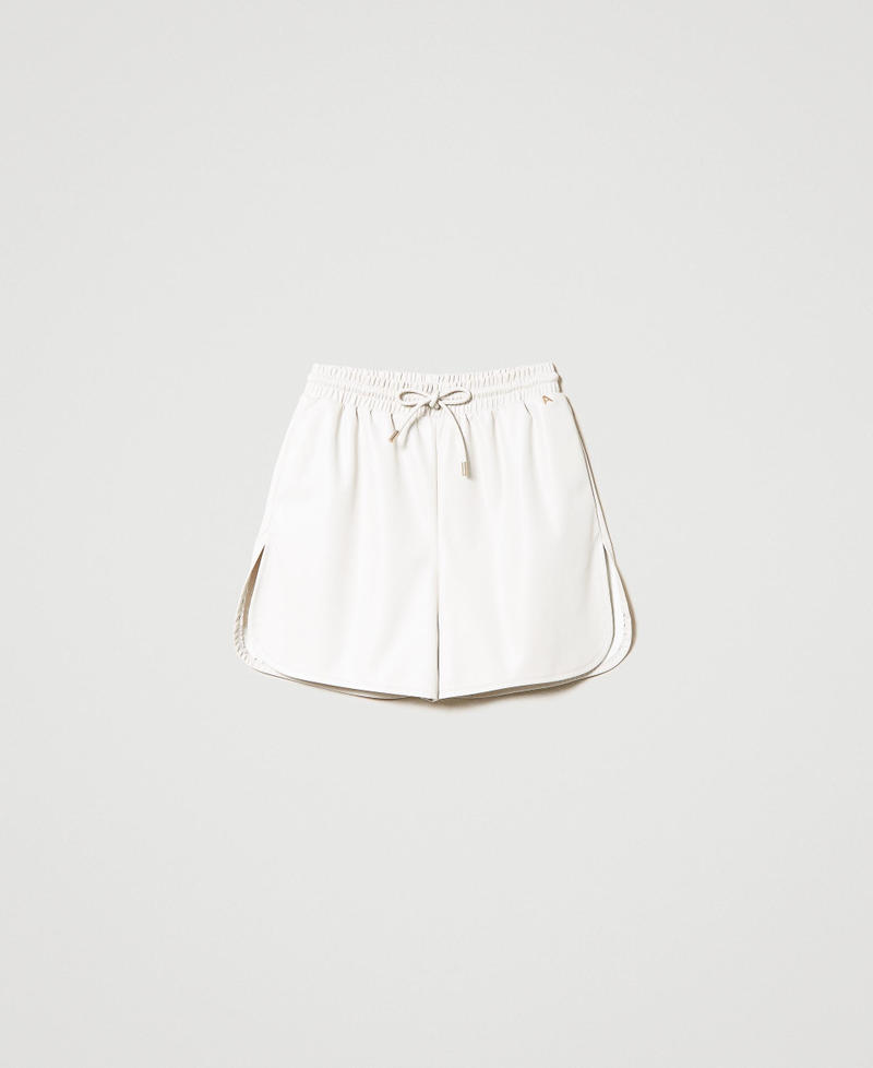 Leather-like shorts with drawstring “Pumice” White Woman 231AP2022-0S
