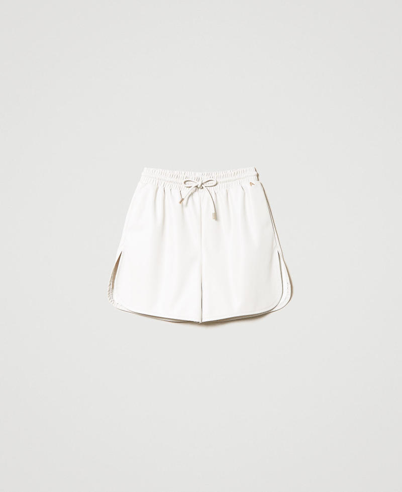 Leather-like shorts with drawstring “Pumice” White Woman 231AP2022_10334_0S