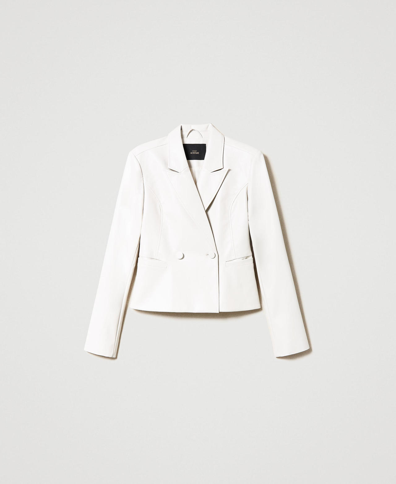 Blazer ajusté effet cuir Blanc « Pierre Ponce » Femme 231AP2023_10334_0S