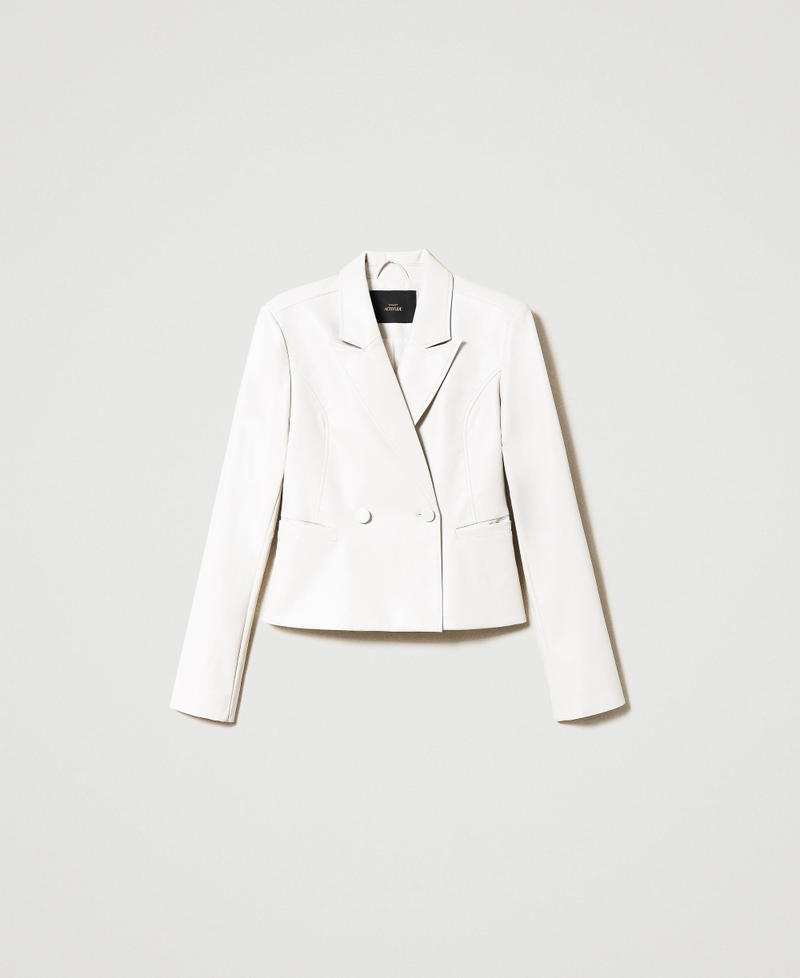 Blazer ajusté effet cuir Blanc « Pierre Ponce » Femme 231AP2023_10334_0S