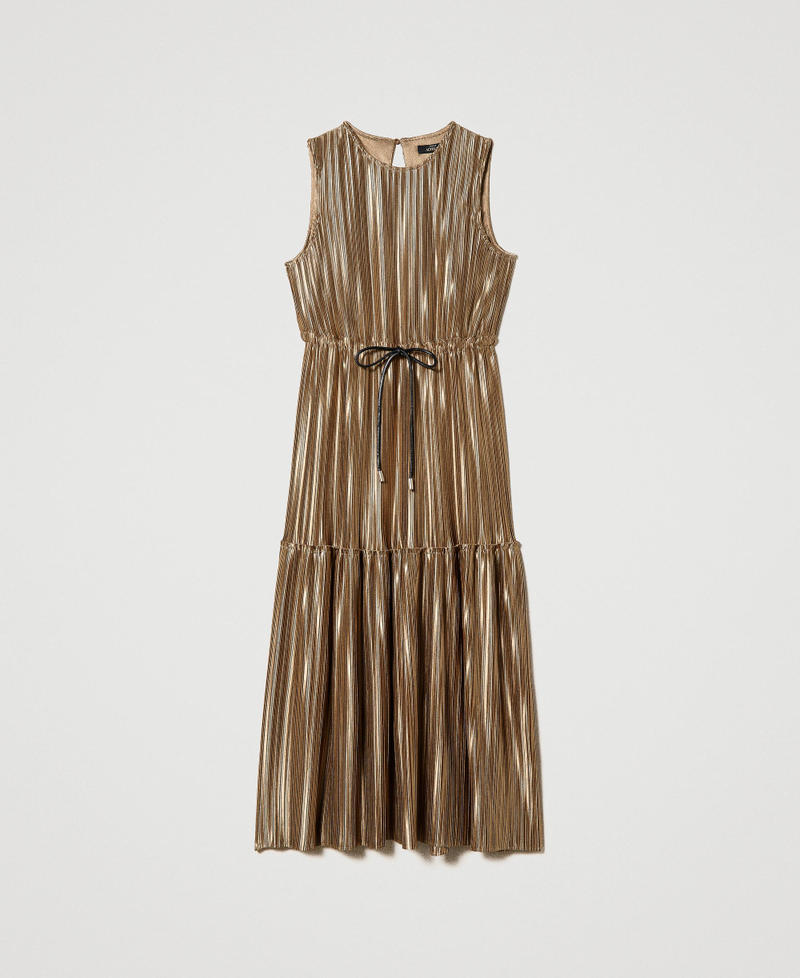 Laminated pleated long dress Desert Palm Woman 231AP2033-0S