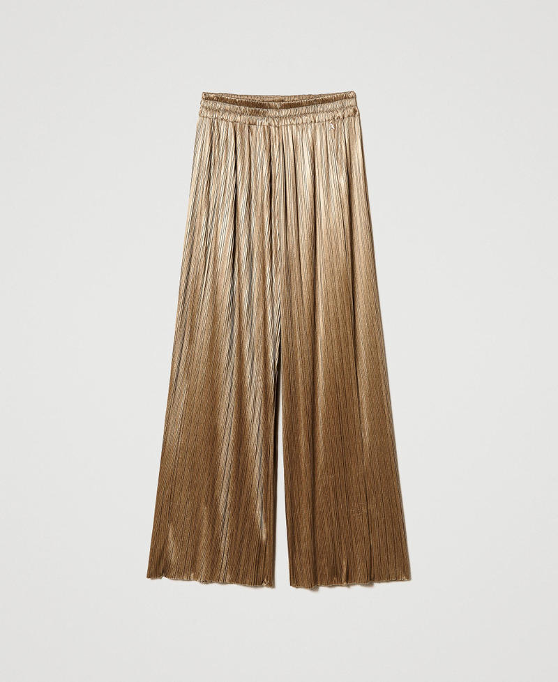 Laminated pleated trousers