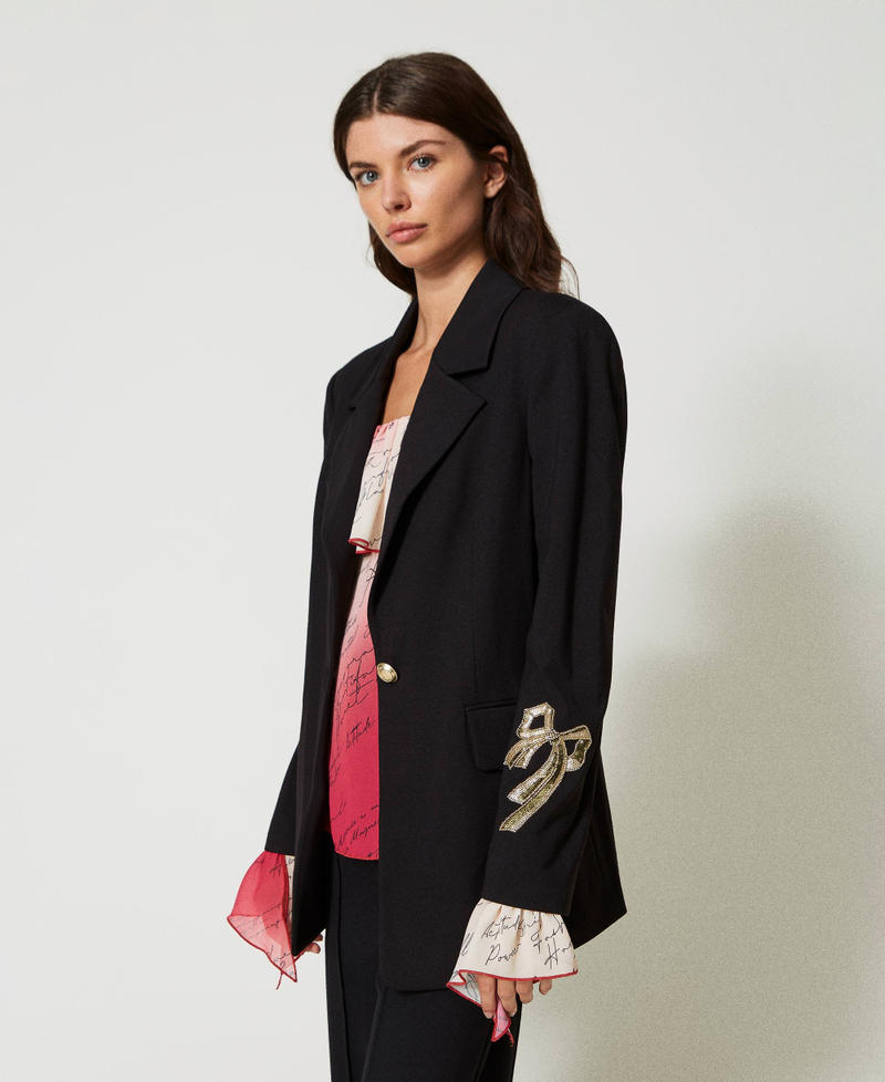 Vicolo giacca blazer monopetto con dettagli satin celeste main image 1
