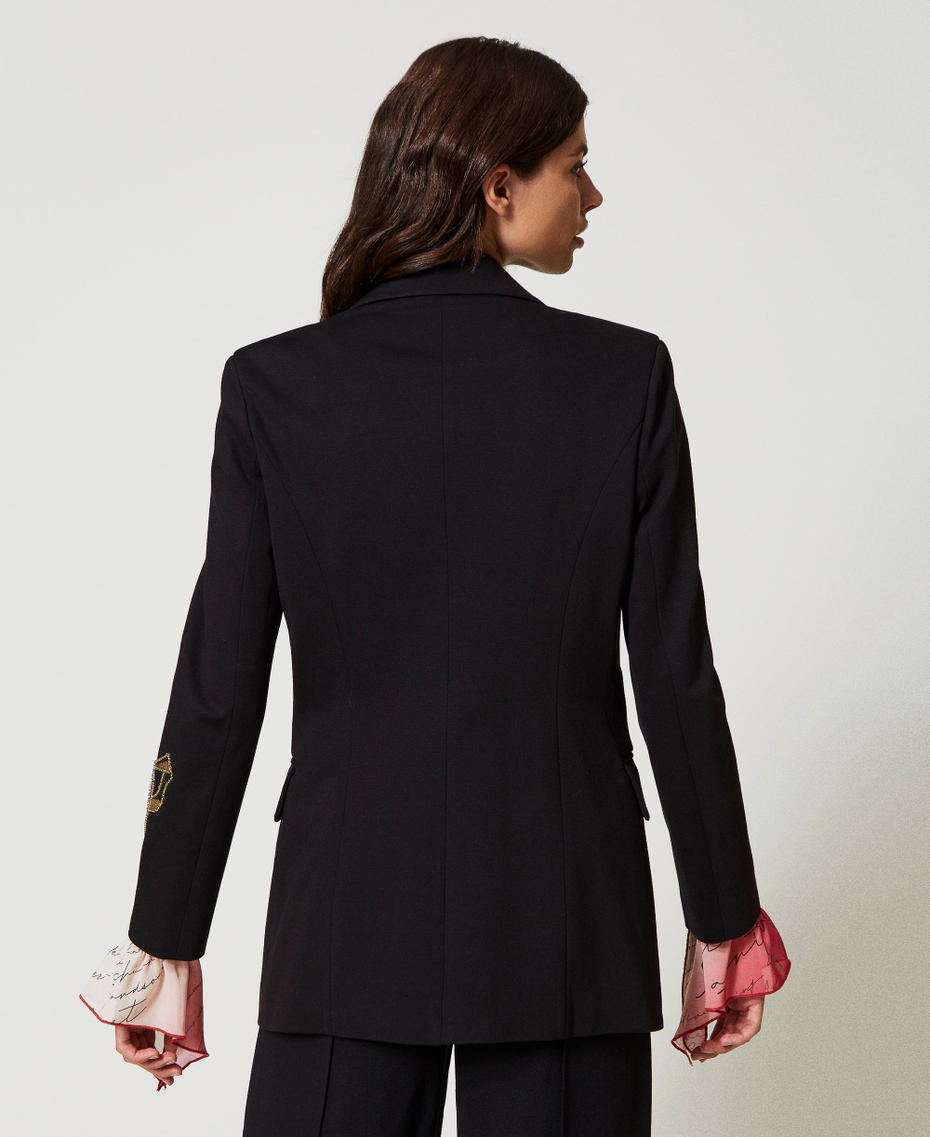 Vicolo giacca blazer monopetto con dettagli satin celeste main image 0
