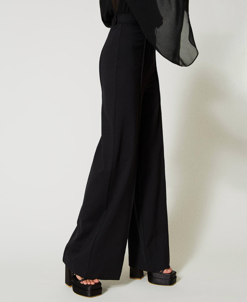 Palazzo trousers with ribbing