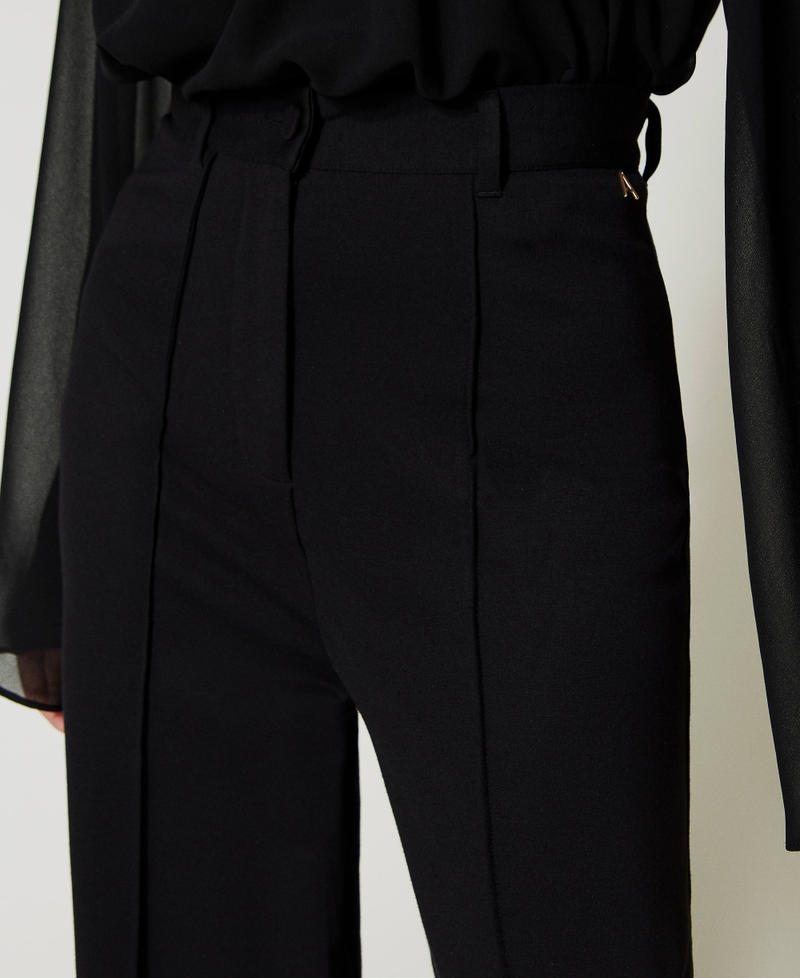 Palazzo trousers with ribbing