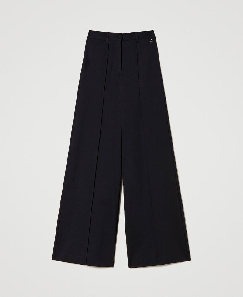 Palazzo trousers with ribbing