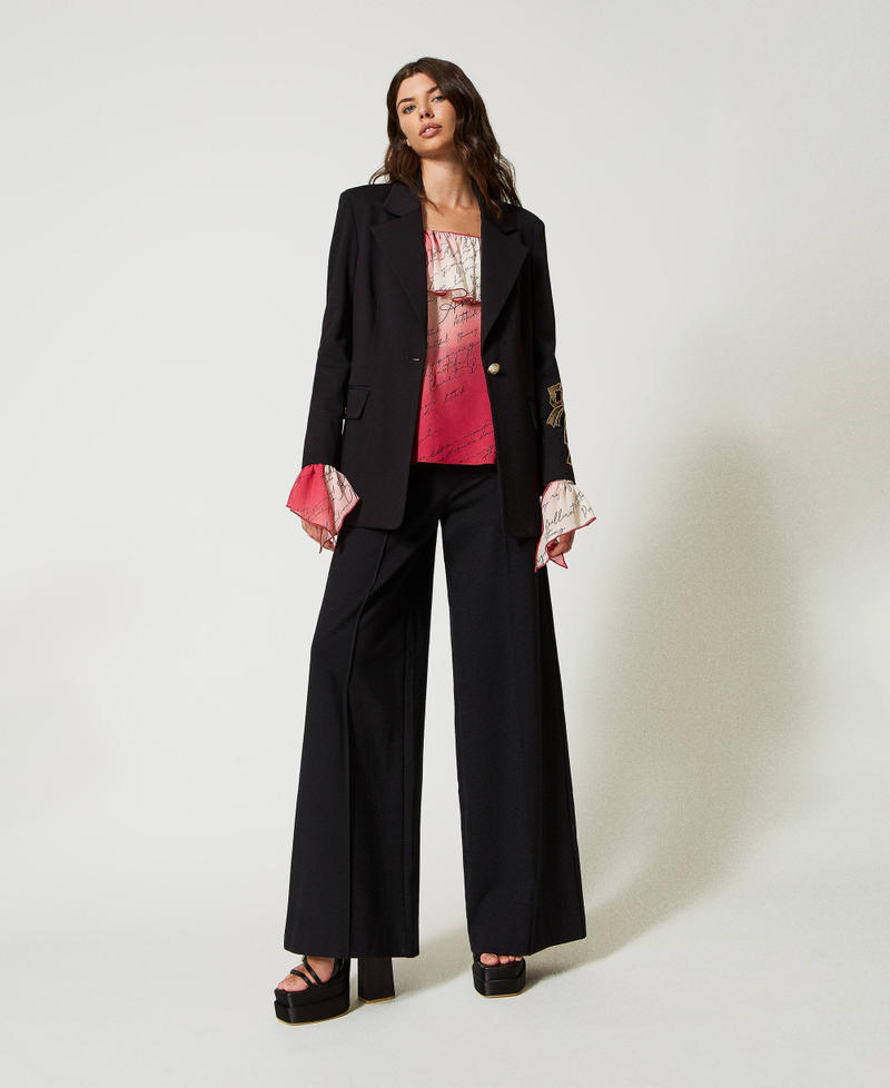 Palazzo trousers with ribbing