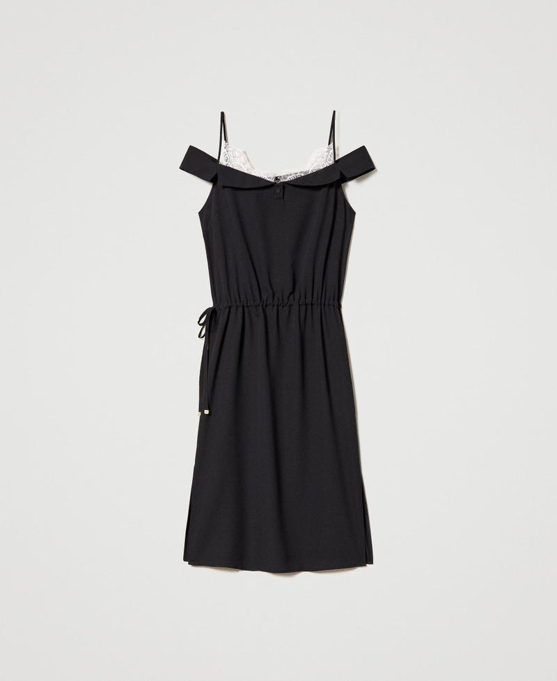 Платье-комбинация из крепдешина с содержанием переработанного полиэстера Двухцветный Черный / Шантильи женщина 231AP2061-0S