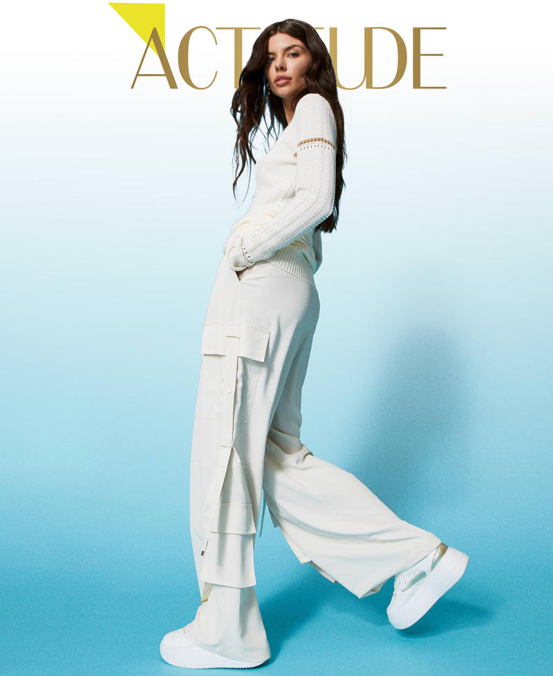 Cargohose aus Cr&ecirc;pe de Chine mit recyceltem Polyester