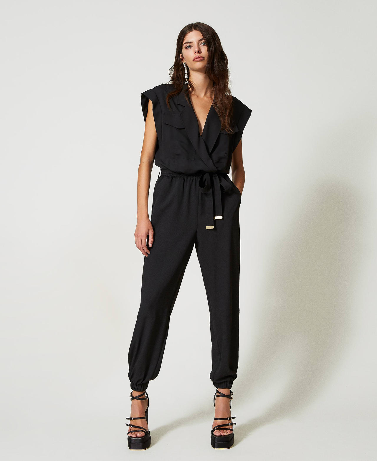 Cr&ecirc;pe de Chine jumpsuit made with recycled polyester