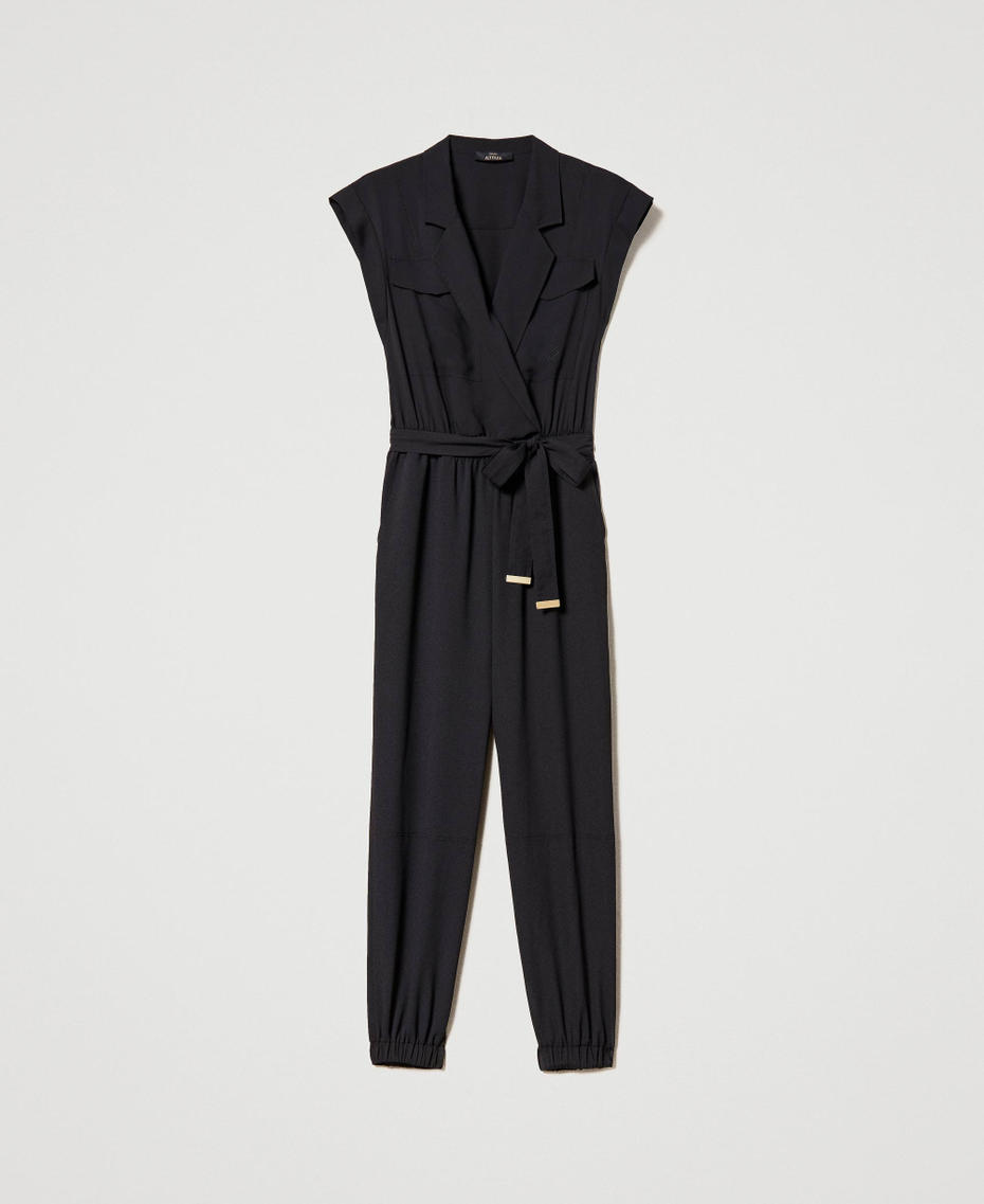 Cr&ecirc;pe de Chine jumpsuit made with recycled polyester