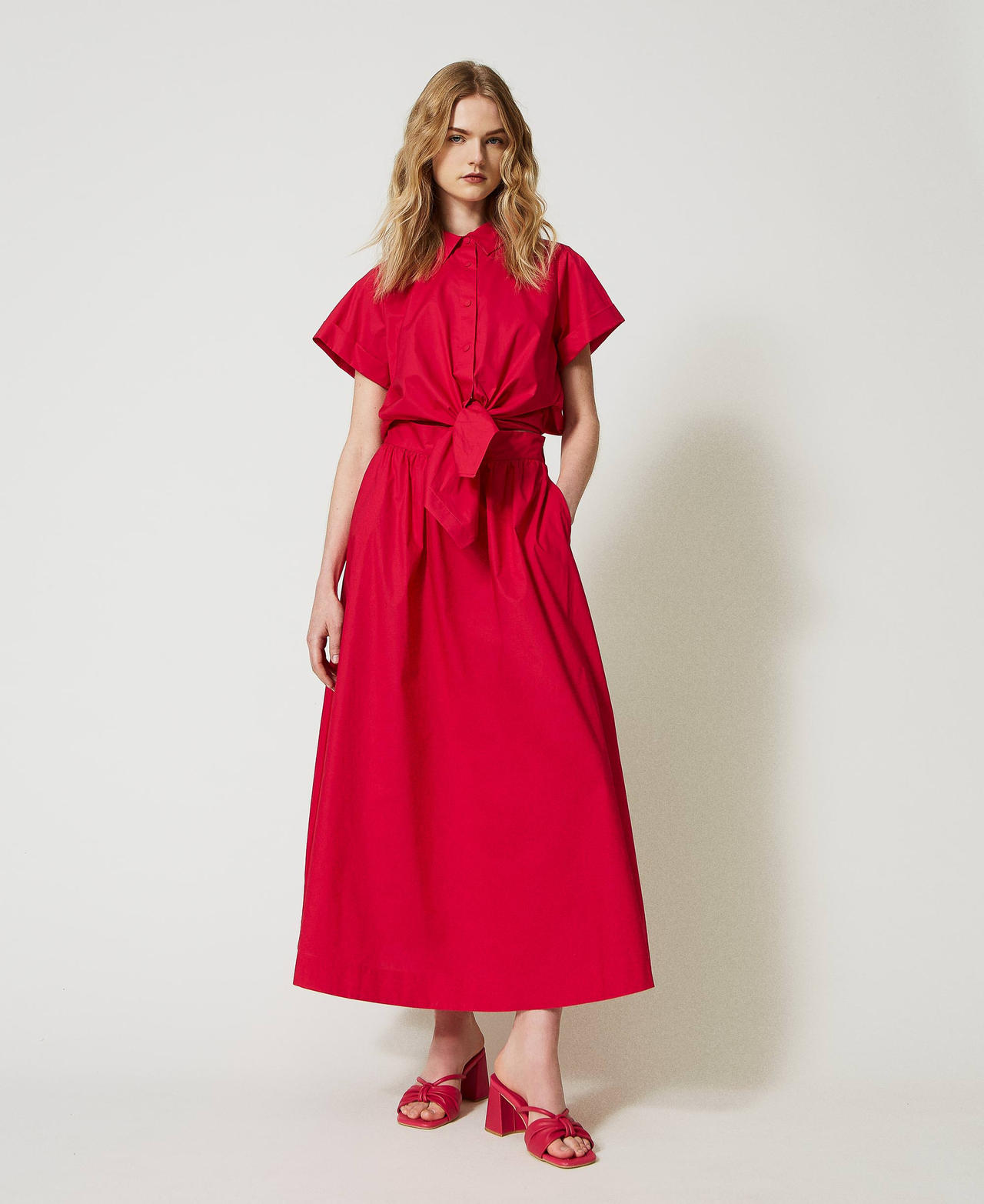 Long poplin dress "Cerise" Fuchsia Woman 231AP2089-02