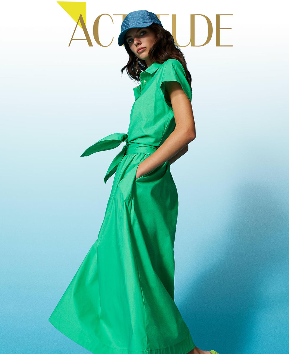 Abito lungo in popeline Donna Verde TWINSET Milano