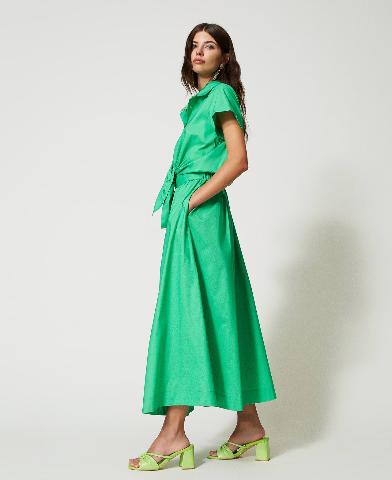 Long poplin dress "Cerise" Fuchsia Woman 231AP2089-03