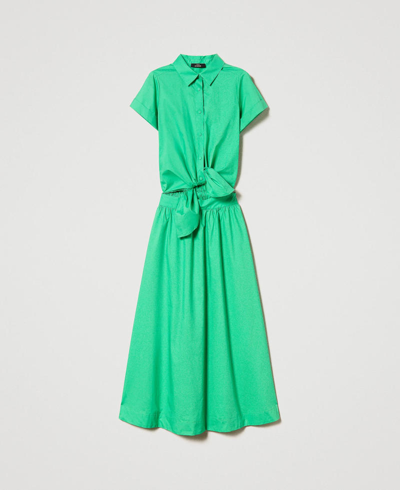 Robe longue en popeline Femme, Vert TWINSET Milano