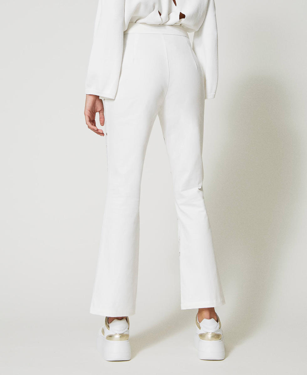 Embroidered gabardine flared trousers