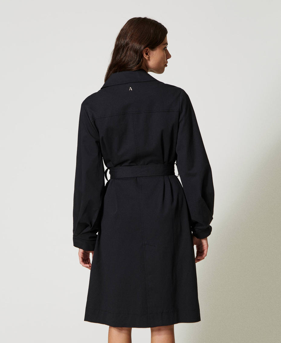 Cotton double-breasted trench coat Black Woman 231AP2090_00006_04