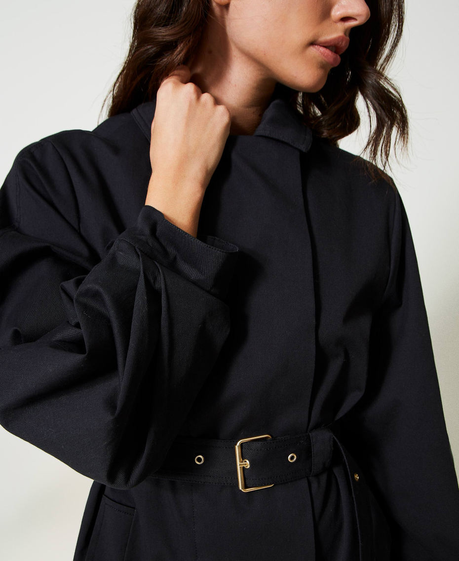 Cotton double-breasted trench coat Black Woman 231AP2090_00006_05