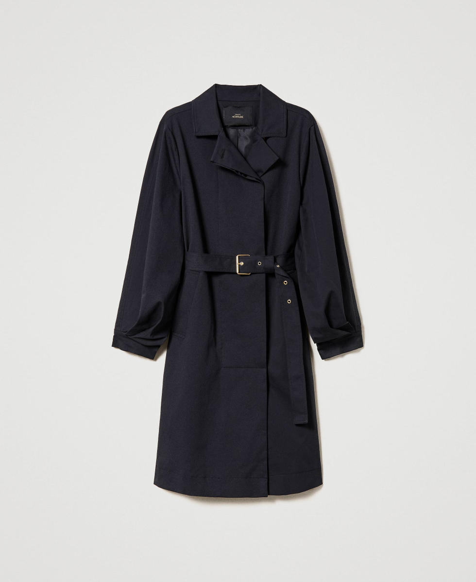 Cotton double-breasted trench coat Black Woman 231AP2090_00006_S0