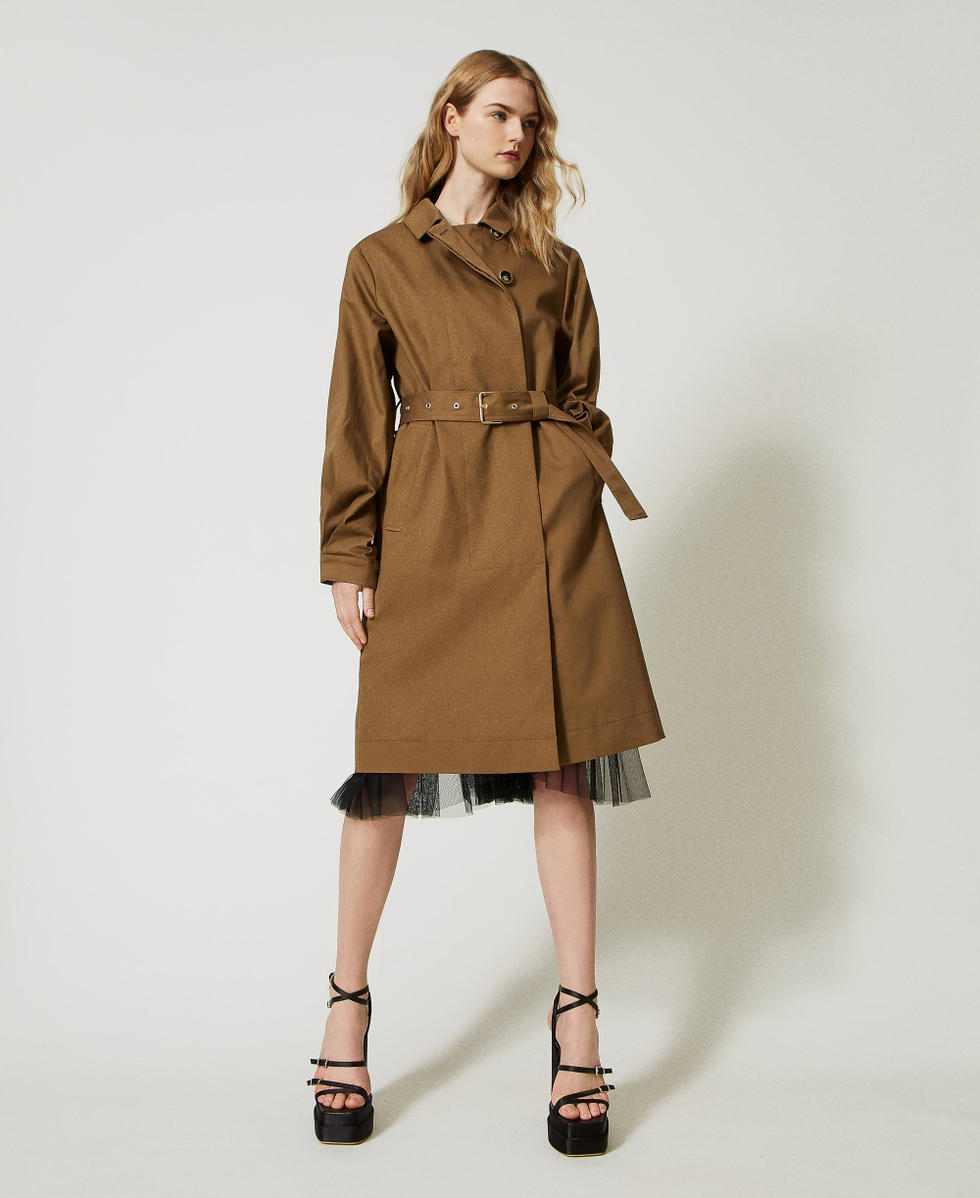 Cotton double-breasted trench coat