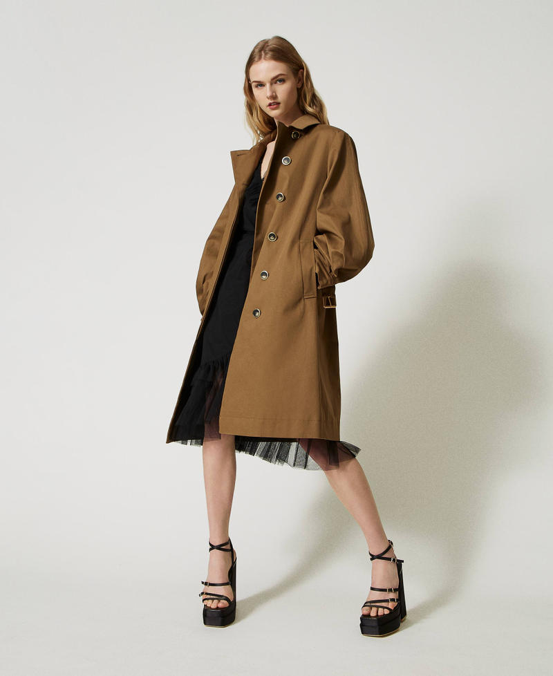 Cotton double-breasted trench coat Desert Palm Woman 231AP2090-0T