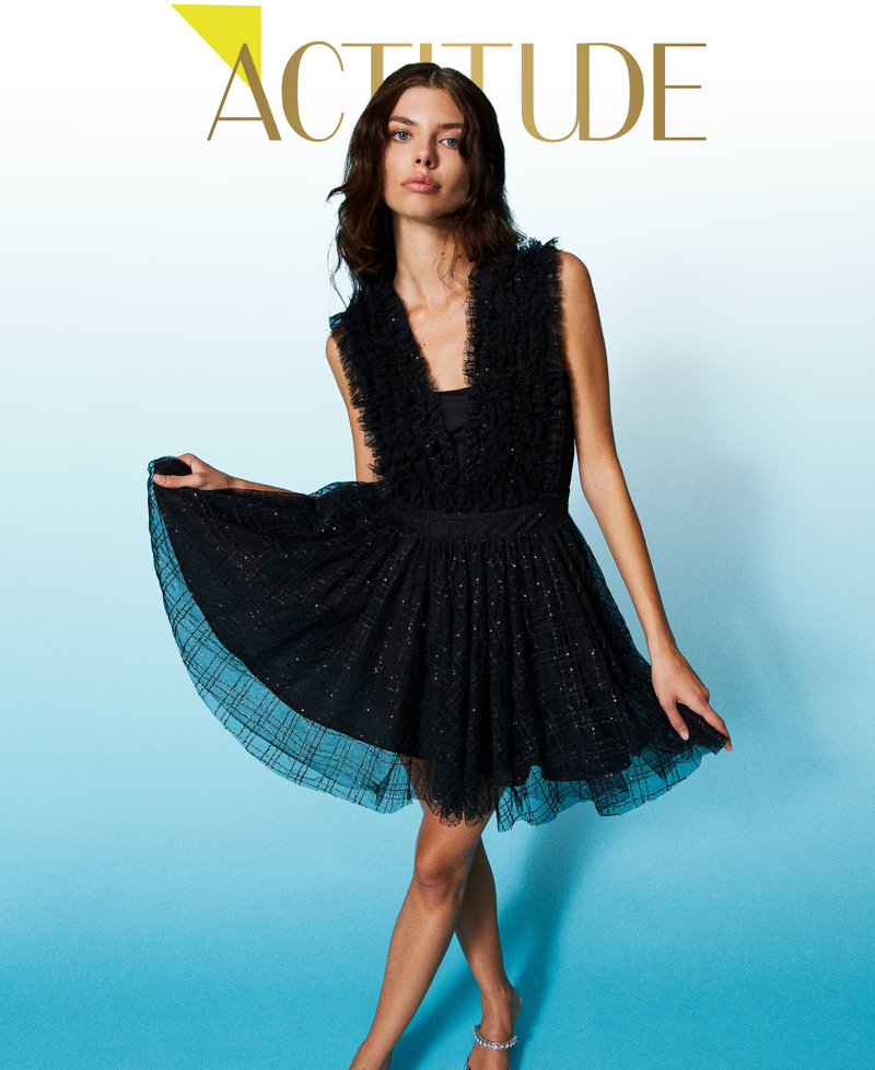 Robe en tulle brode de sequins Femme Noir TWINSET Milano