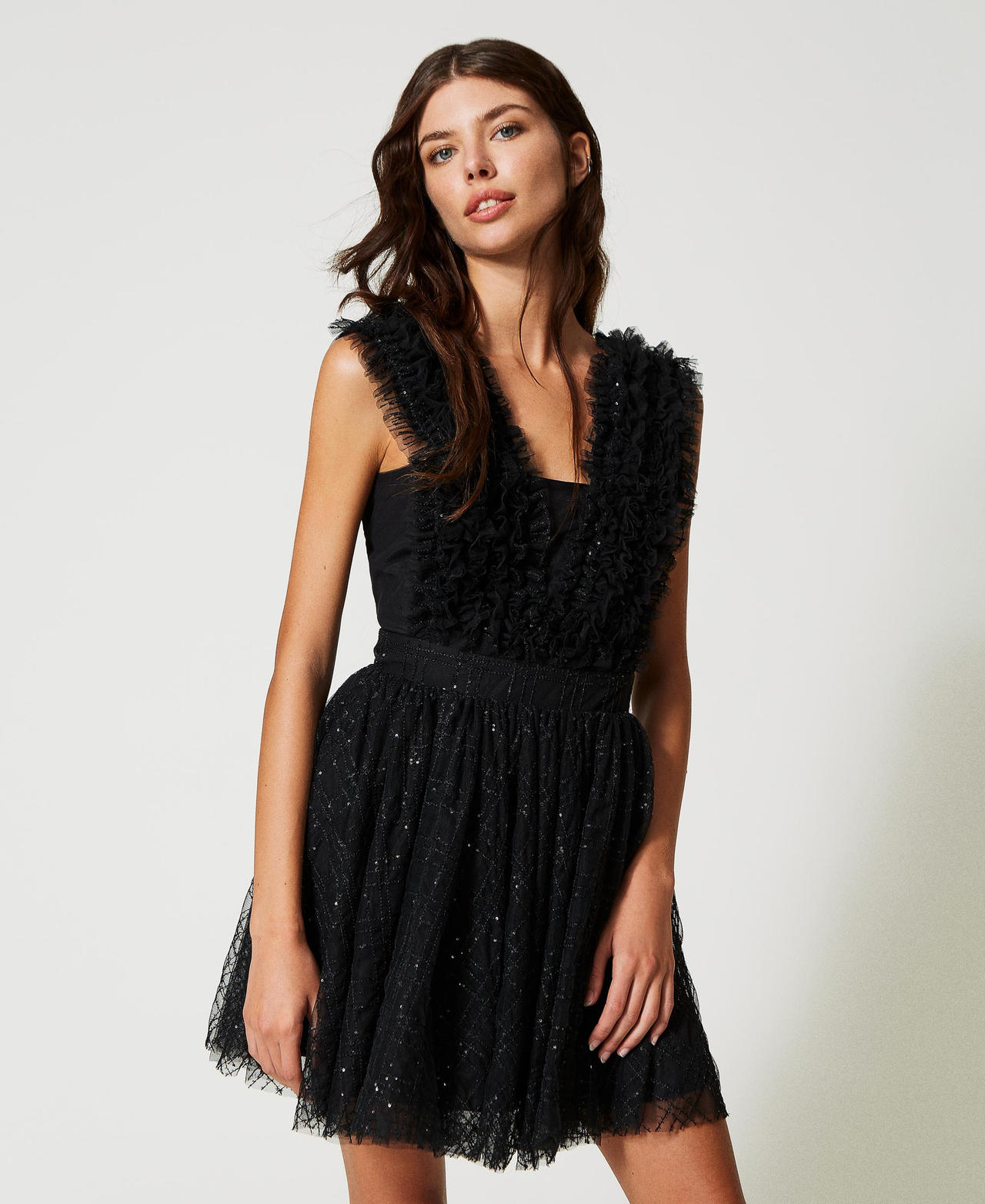 Tulle dress with sequin embroidery