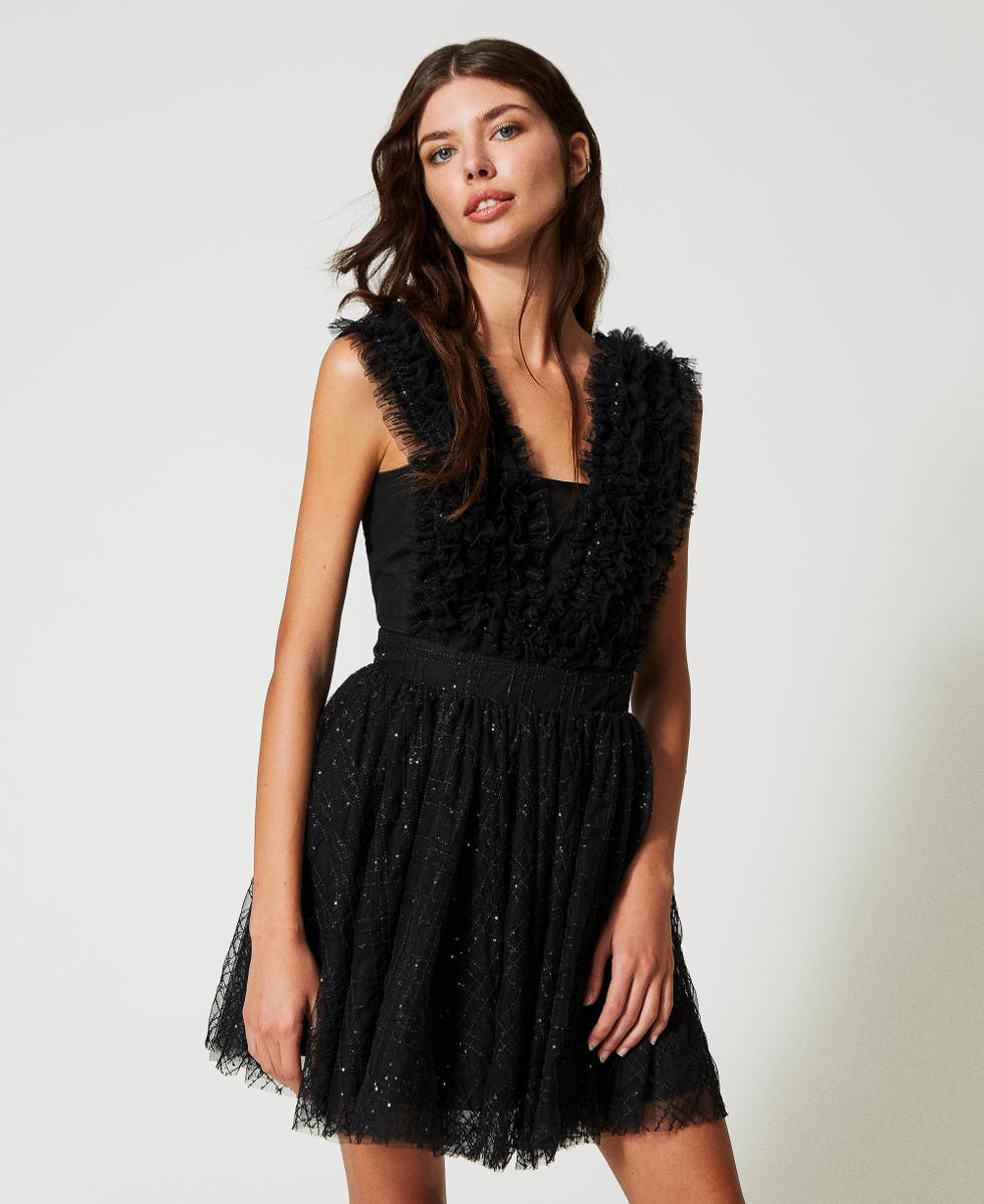 Tulle dress with sequin embroidery