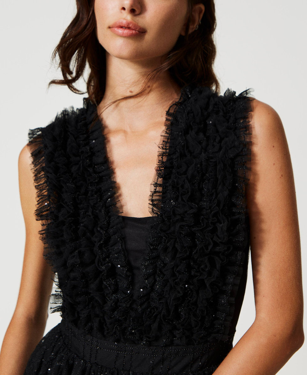 Tulle dress with sequin embroidery