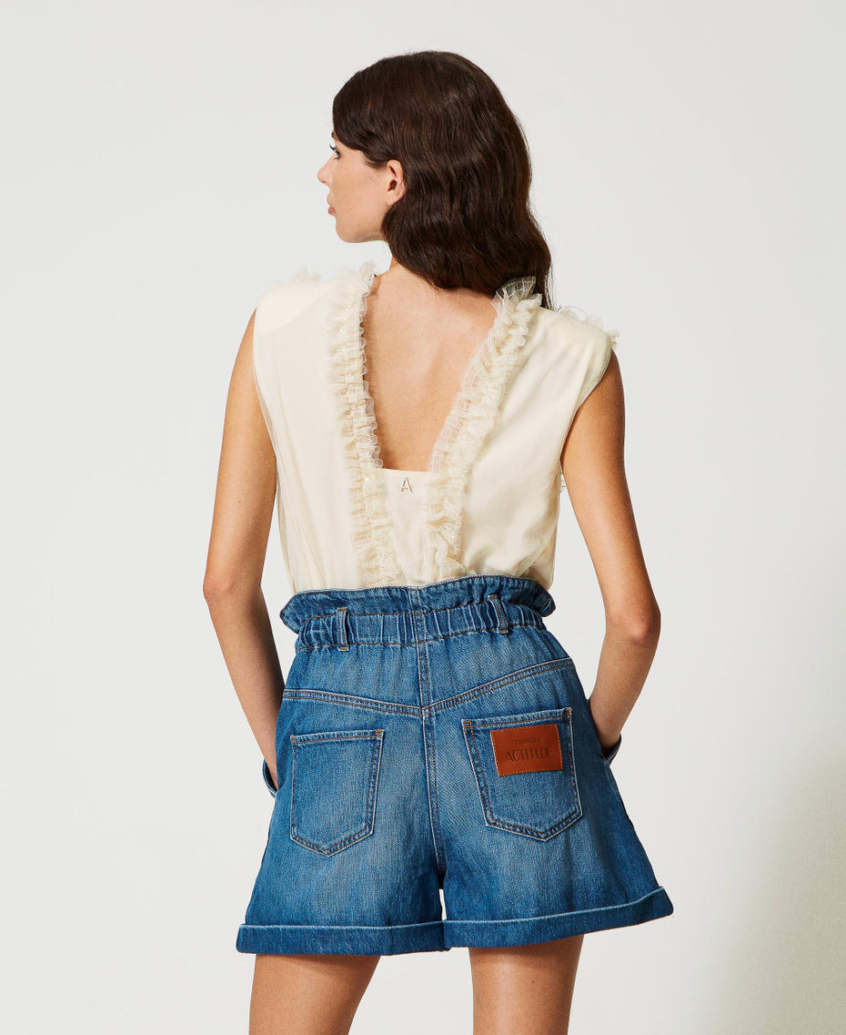 Bodysuit with tulle ruffle and sequin embroidery Pale Cream Woman 231AP2141_00522_04