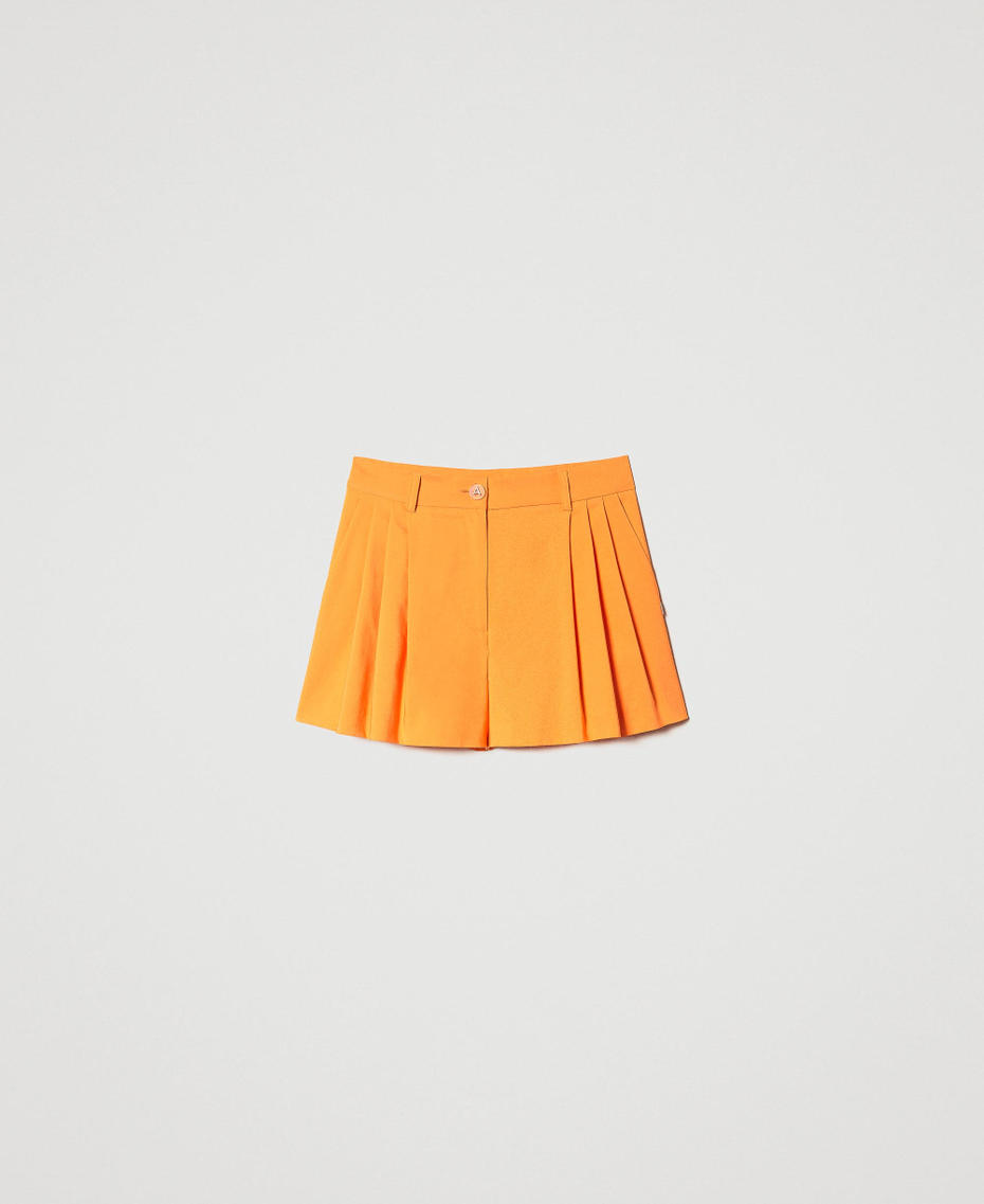 Pantalones cortos de tejido técnico con pliegues Naranja «Orange Tiger» Mujer 231AP2161-0S